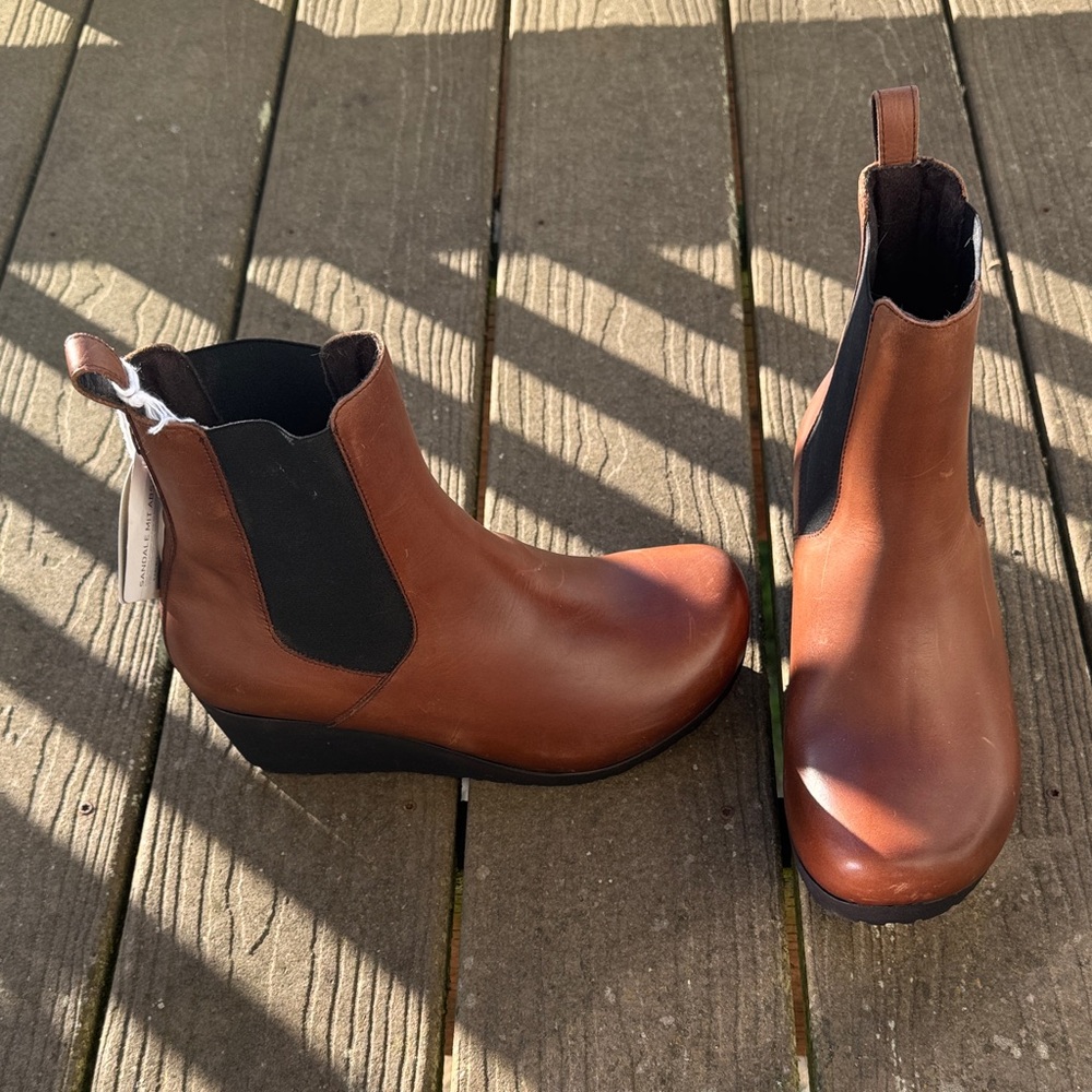 NWT Papillio by Birkenstock Wedge Ankle Ebba Leather Boot Slip On Sz 39